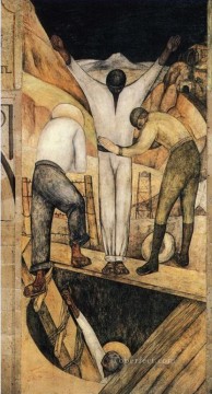 salida de la mina 1923 comunismo Diego Rivera Pinturas al óleo